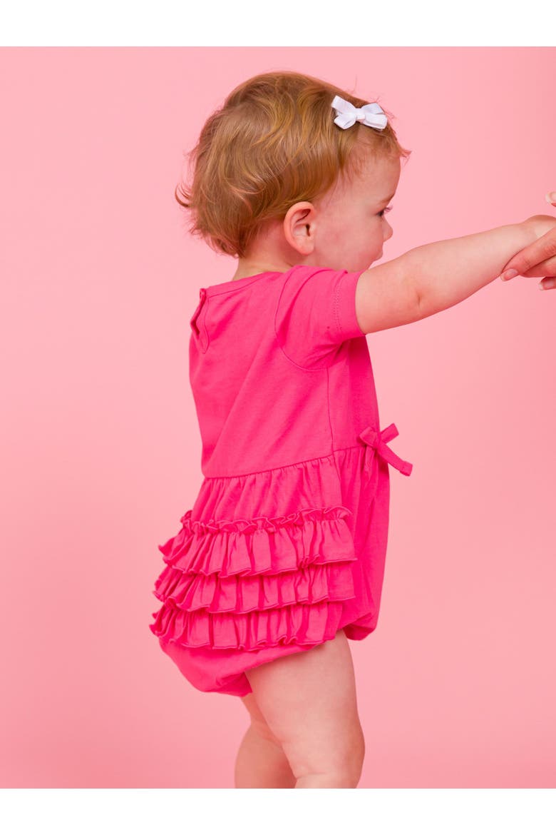 Knit Short Sleeve Bow Bubble Romper, Alternate, color, Hot Pink