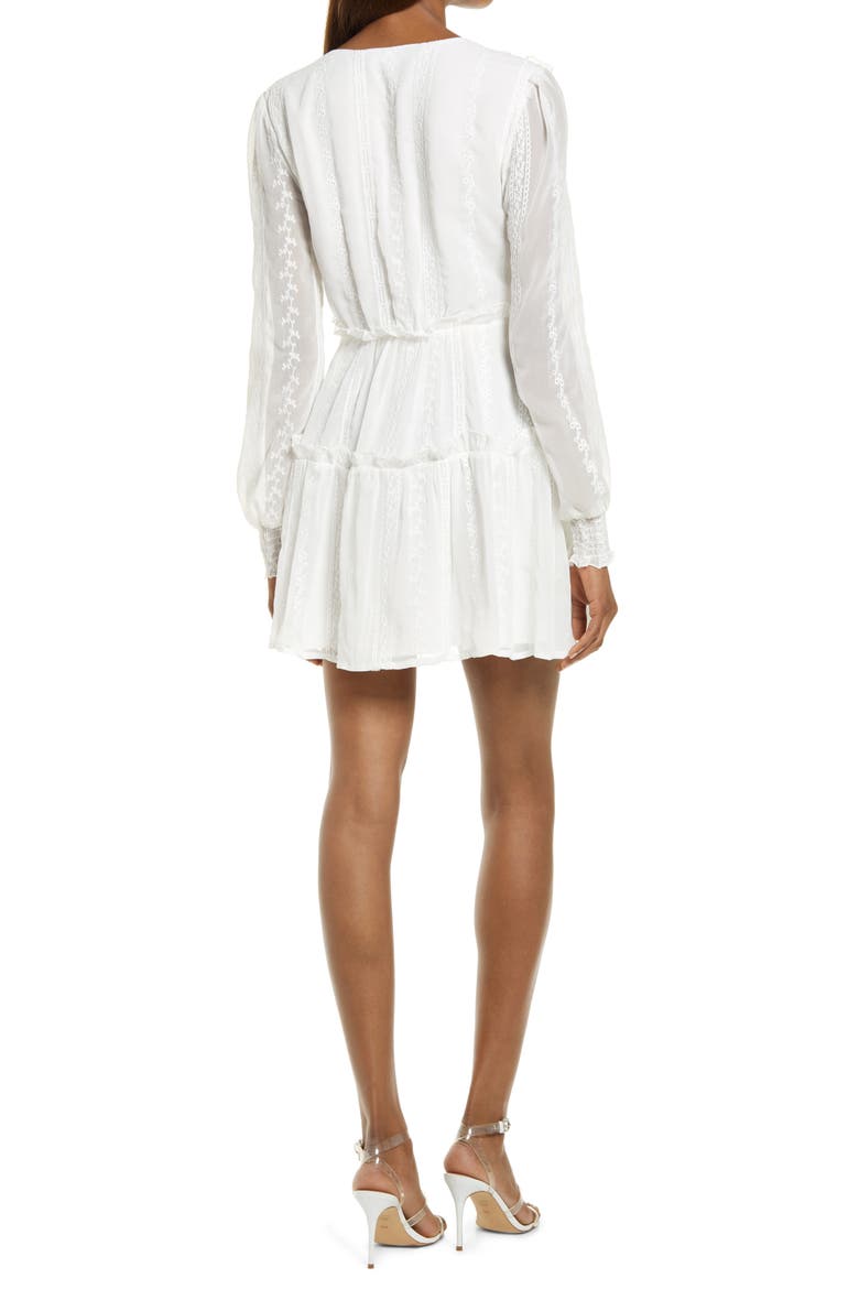 Ruffle Long Sleeve Minidress, Alternate, color, WHITE