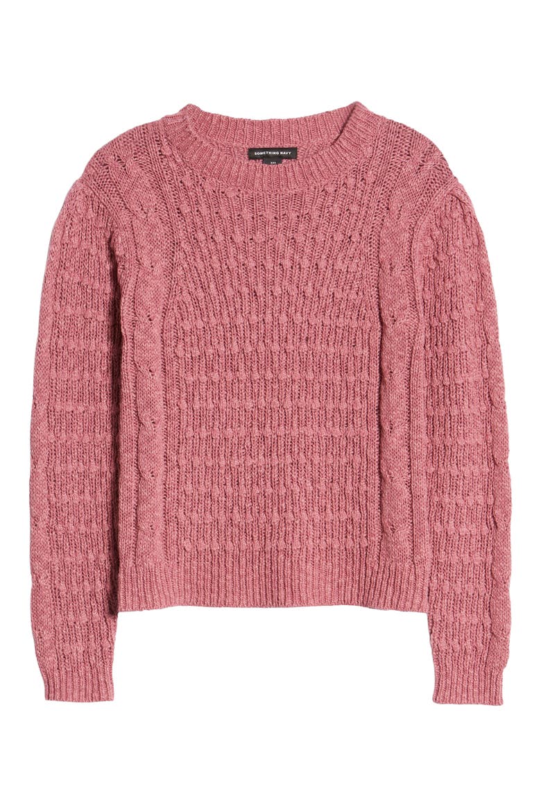 Cable Sweater (Nordstrom Exclusive), Alternate, color, PINK HEATHER