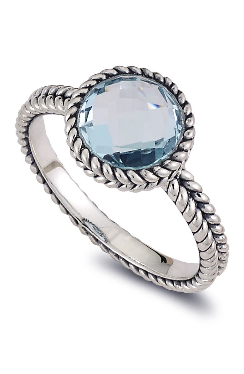 SAMUEL B. Sterling Silver 8mm Round Sky Blue Topaz Ring, Main, color,