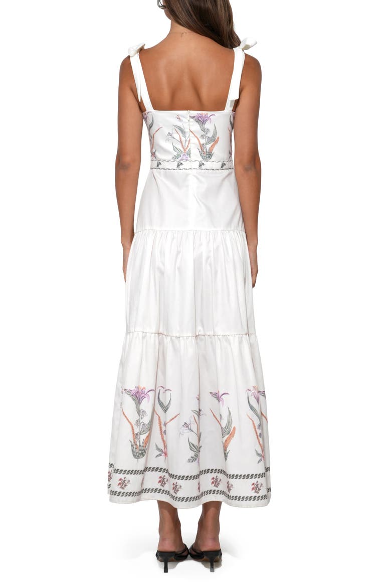 Olivi Placement Print Midi Dress, Alternate, color, WHITE