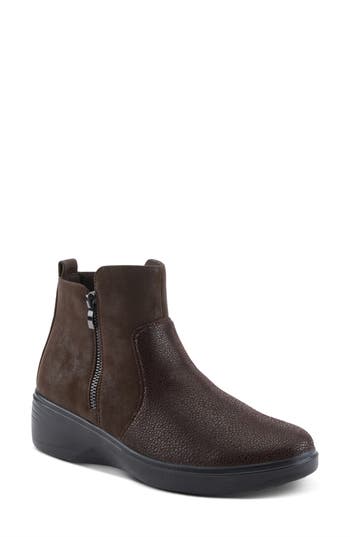 Flexus By Spring Step Yancey Wedge Ankle Boot In Chocolate Brown