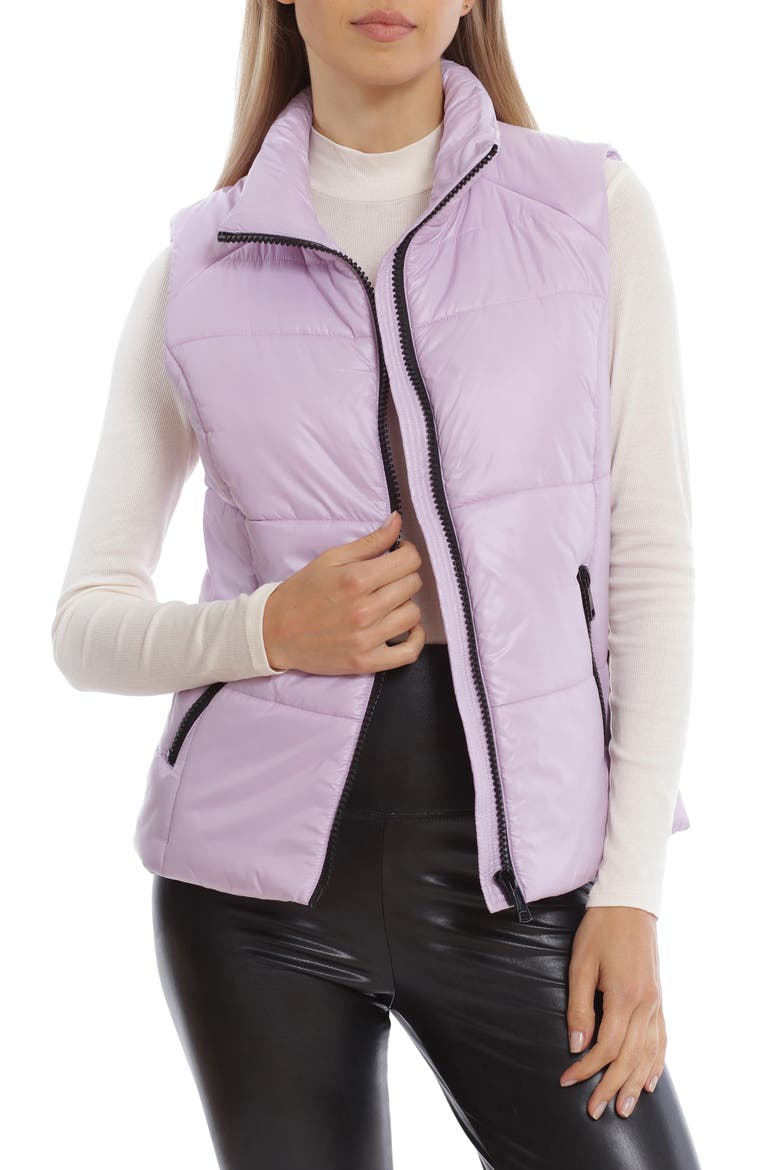 Shiny Nylon Puffer Vest, Main, color, LAVENDAR