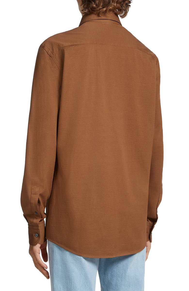 ZEGNA Cotton Jersey Button-Up Shirt, Alternate, color, 
