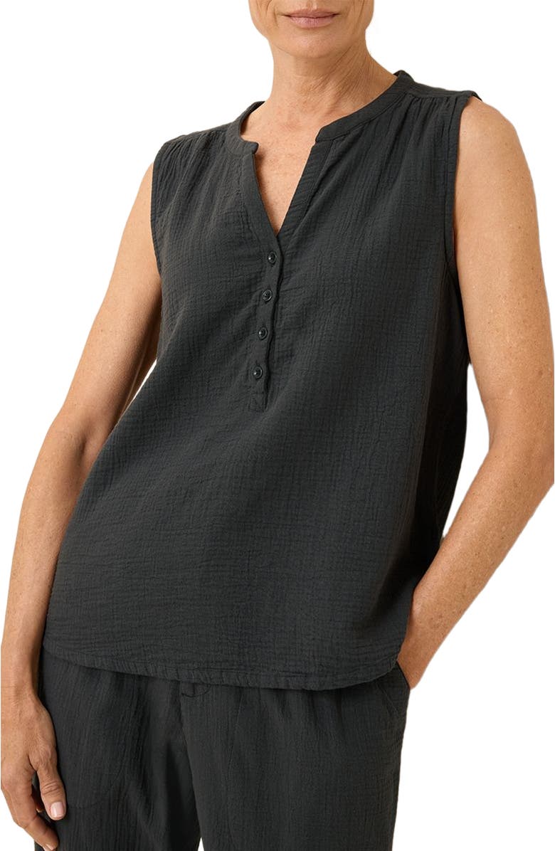 Pact Organic Cotton Coastal Double Gauze Henley Tank, Alternate, color, 