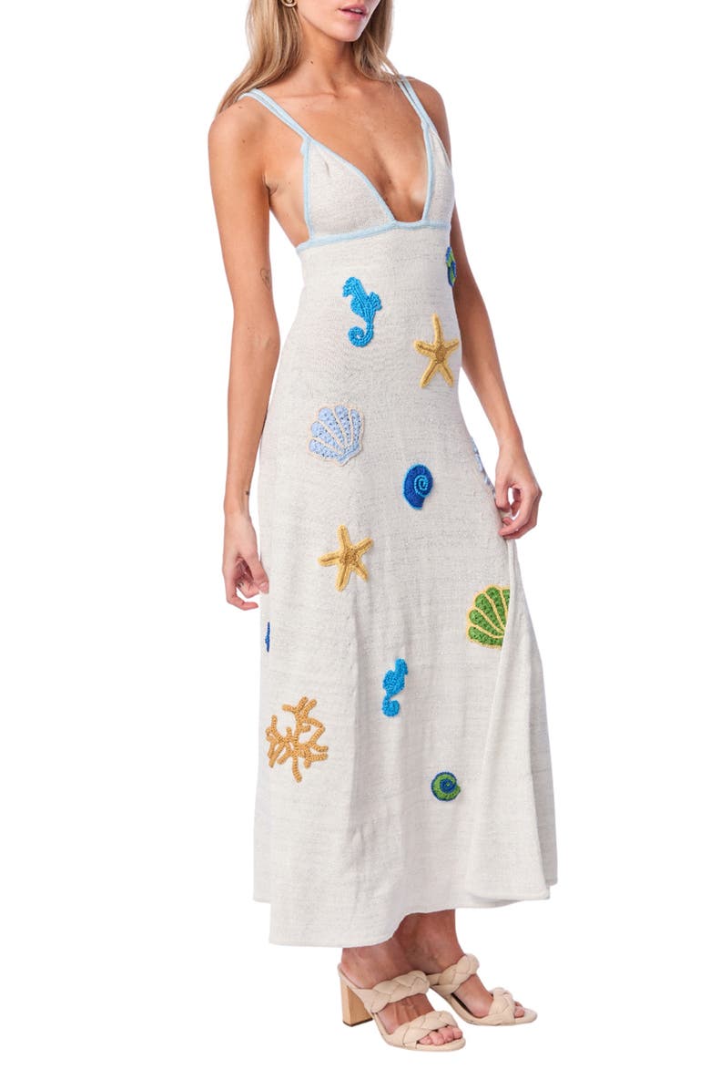 Capittana Carolina Appliqué Cover-Up Dress, Alternate, color, Ivory