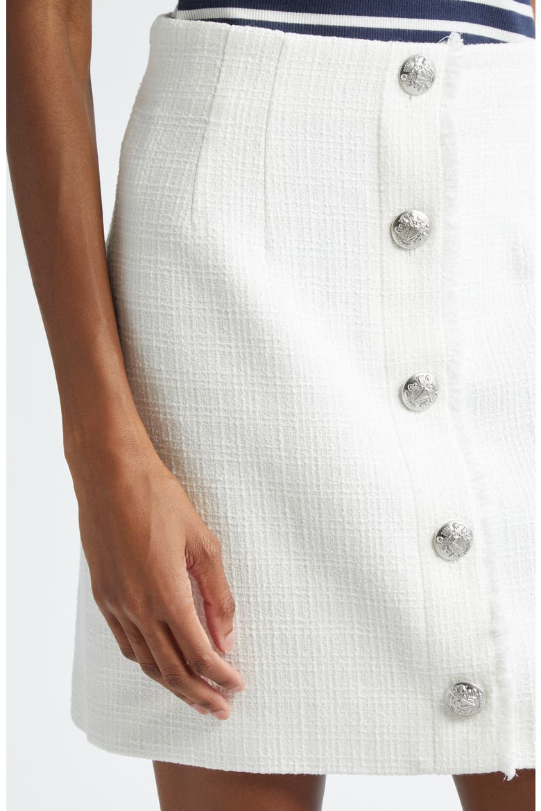 Melia Tweed Button Front Skirt, Alternate, color, OFF WHITE