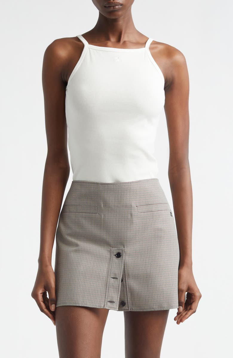 Courrèges AC Logo Camisole, Main, color, Light Bones/ Heritage White