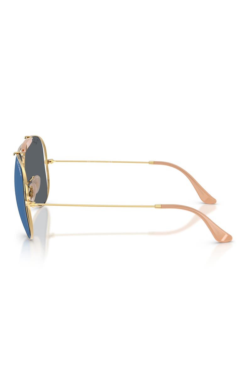 Outdoorsman 53mm Mirrored Pilot Sunglasses, Alternate, color, ARISTA / DARK BLUE MIRROR BLUE