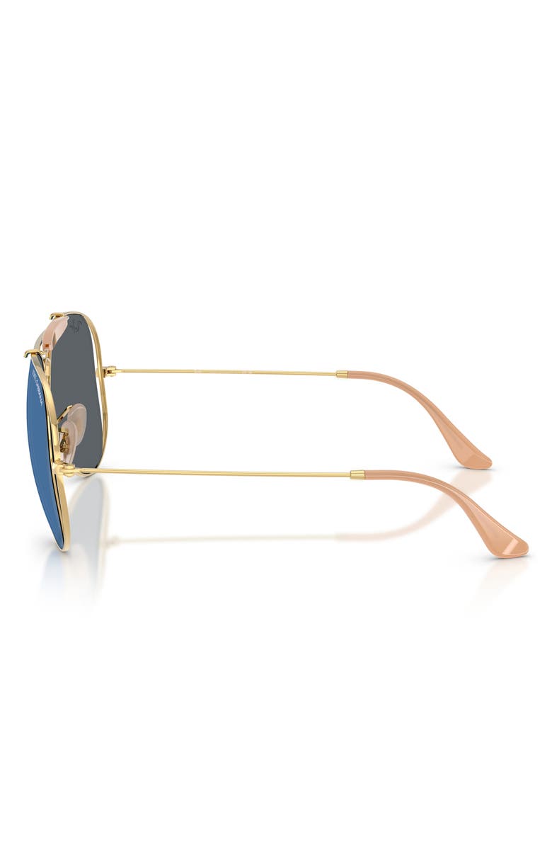 Ray-Ban Outdoorsman 53mm Mirrored Pilot Sunglasses, Alternate, color, Arista / Dark Blue Mirror Blue