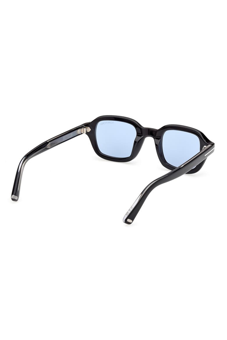 46mm Small Square Sunglasses, Alternate, color, SHINY BLACK PALLADIUM / BLUE