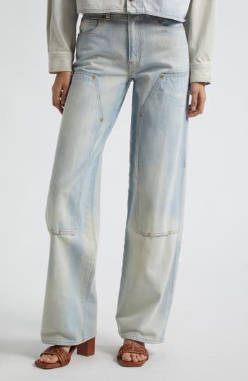 Ulla Johnson The Olympia Wide Leg Carpenter Jeans In Blue