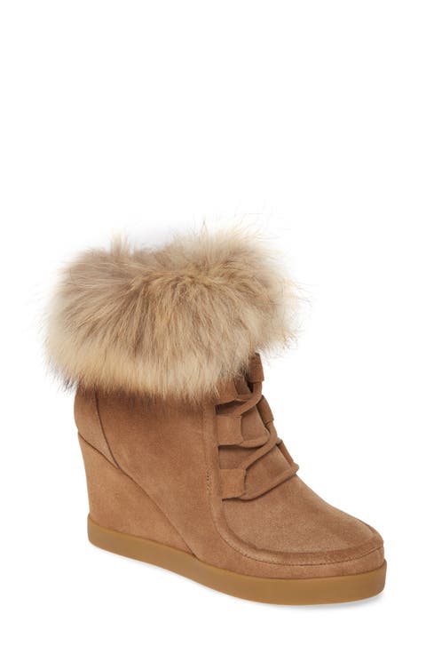 Holly Wedge Bootie with Genuine Fox Fur Trim (Women)