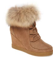 Cecelia New York Holly Wedge Bootie with Genuine Fox Fur Trim