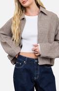 Blu Pepper Cropped Balloon Hem Zip Up Jacket