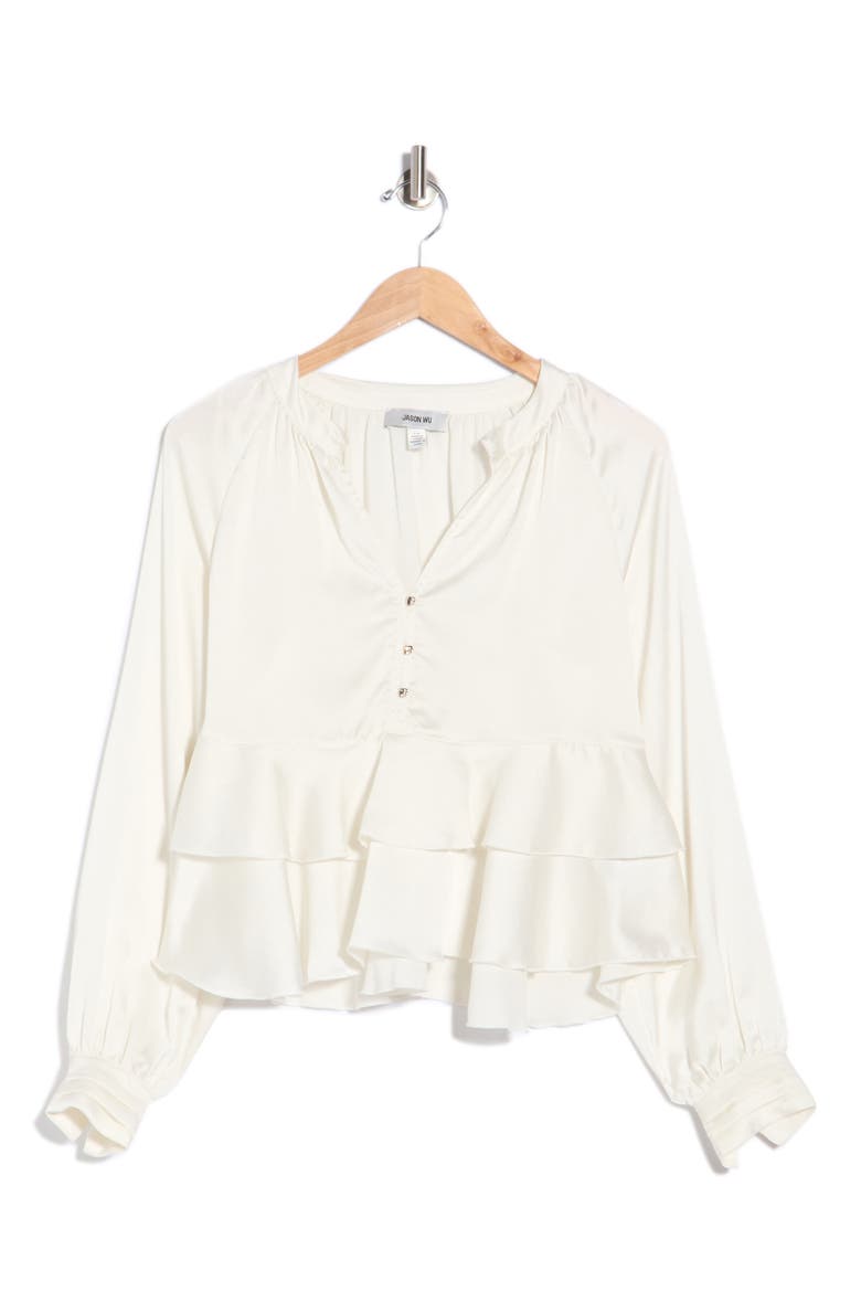 Long Sleeve Tiered Ruffle Top, Main, color, IVORY