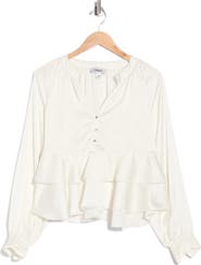 JASON WU Long Sleeve Tiered Ruffle Top