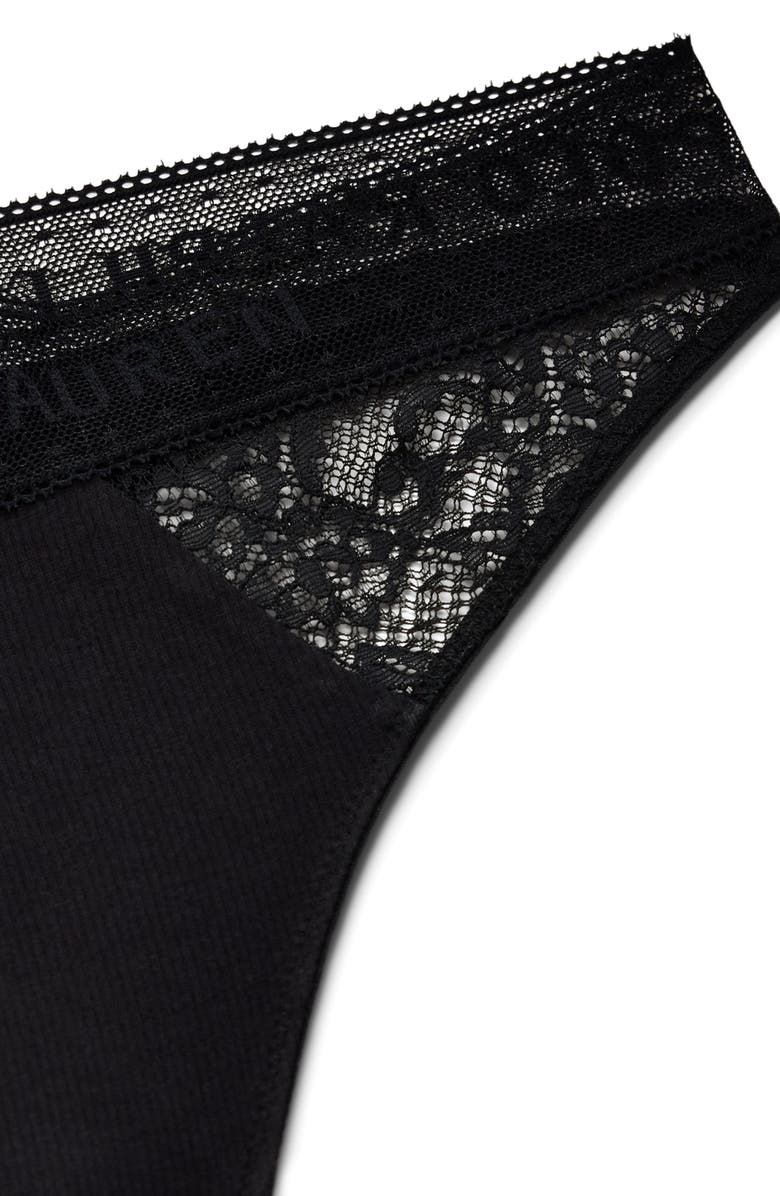Polo Ralph Lauren Lace & Stretch Cotton Rib Thong, Alternate, color,