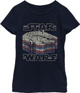Star Wars Girls' Millennium Falcon Retro Multi Stripes T-Shirt