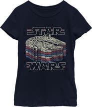 Star Wars Girls' Millennium Falcon Retro Multi Stripes T-Shirt