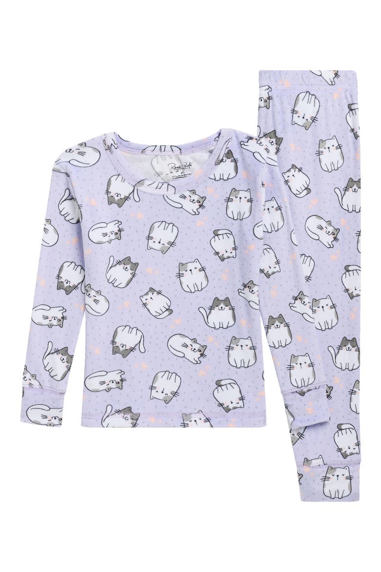 Kids' Luxe Goals 2-Piece Velour Pajama Set, Main, color, PURP GRND CATS