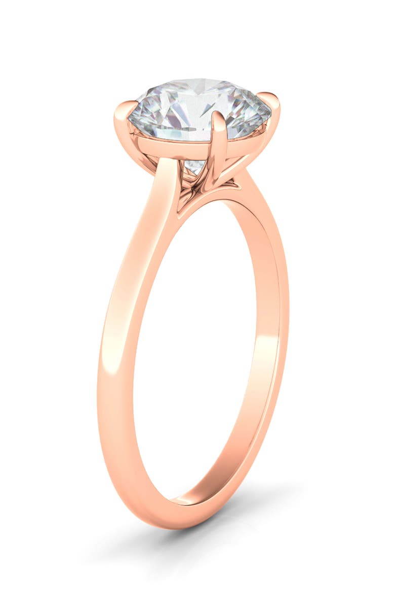 HauteCarat Round Brilliant Cut Lab Created Diamond Ring, Alternate, color, 2.00 Ctw 18K Rose Gold