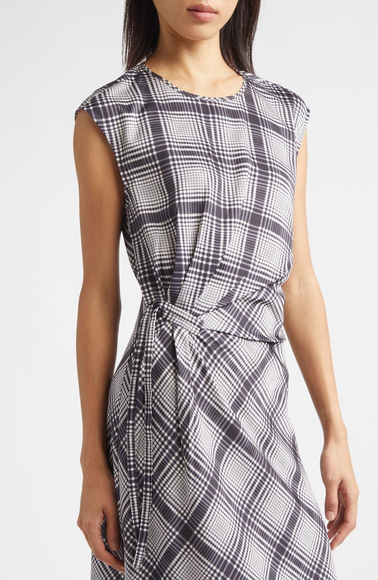 Derek Lam 10 Crosby Adelita Lattice Print Midi Dress, Alternate, color, Black/ Shark/ Ecru