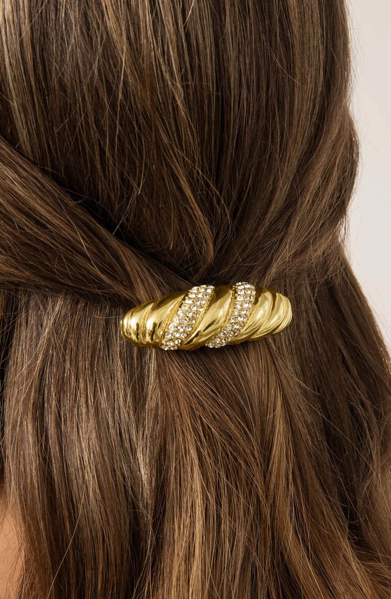 Ettika Pave Croissant Hair Barrette, Alternate, color, Gold