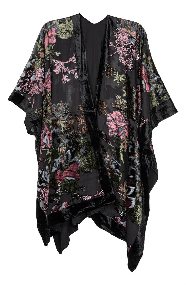 SAACHI Ione Velvet Burnout Ruana, Alternate, color, Black