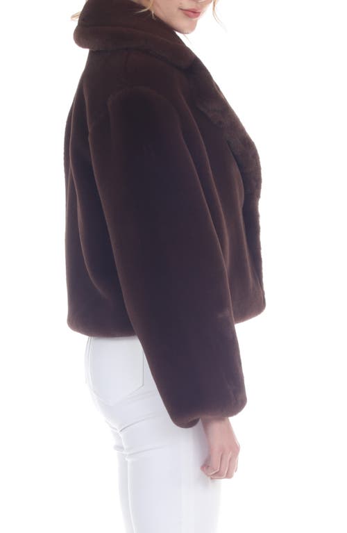 Rain And Rose Faux-fur Crop Jacket In Chocolate