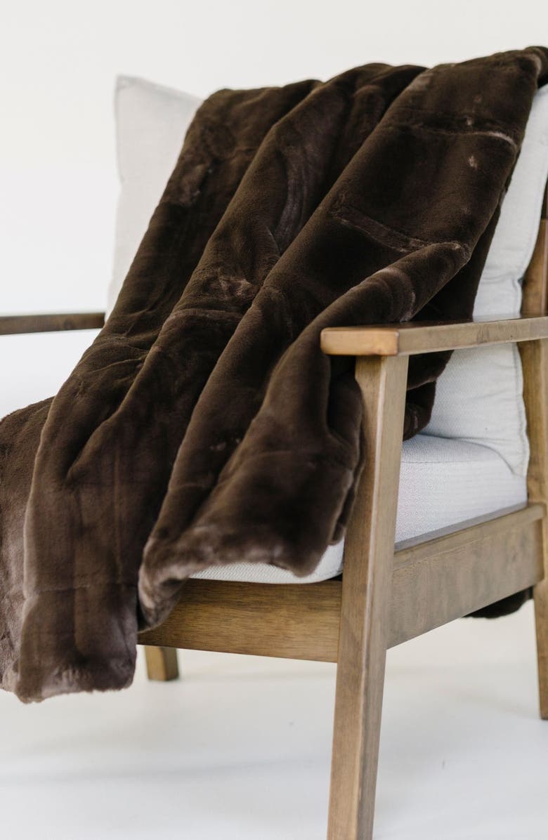 Minky Couture Plush Espresso Blanket, Main, color, 