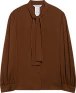Max Mara Melania Tie Neck Silk Crêpe de Chine Top