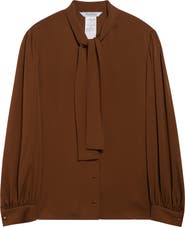 Max Mara Melania Tie Neck Silk Crêpe de Chine Top