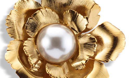 Lelet Ny Jasmine Floral Faux Pearl Button Drop Earrings In Gold