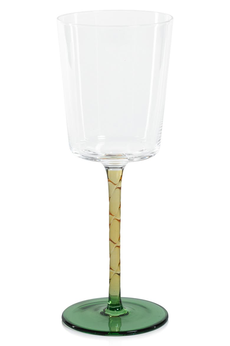 Sachi Set of 4 White Wine Glasses, Main, color, GREEN/ AMBER