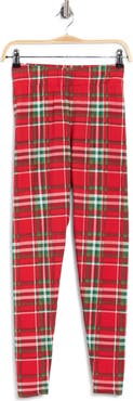 Lands' End Plaid Fleece Full Length Leggings