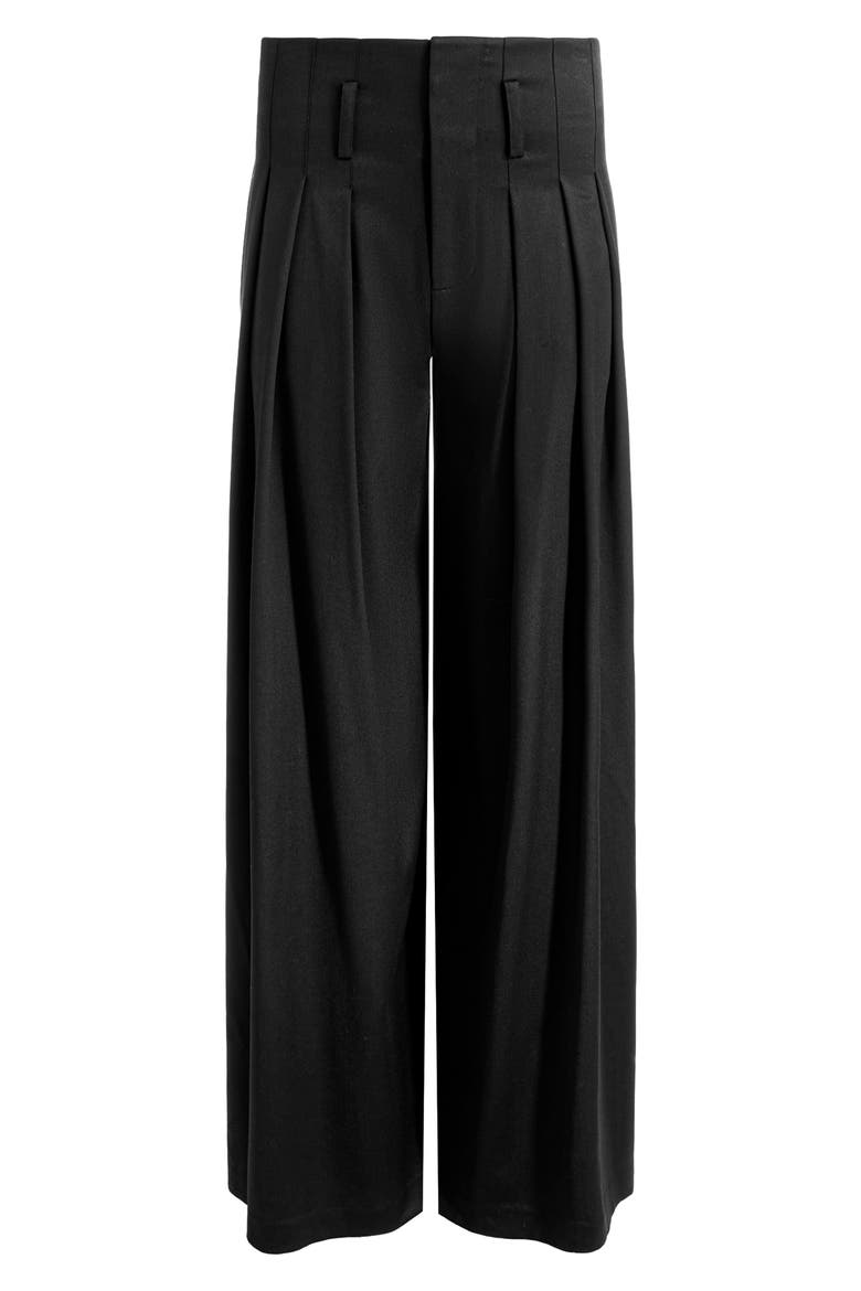 Benson Ultra High Waist Pleated Wide Leg Wool Blend Trousers, Alternate, color, BLACK