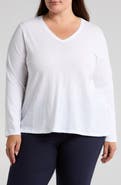 Eileen Fisher Easy V-Neck Long Sleeve Organic Cotton T-Shirt