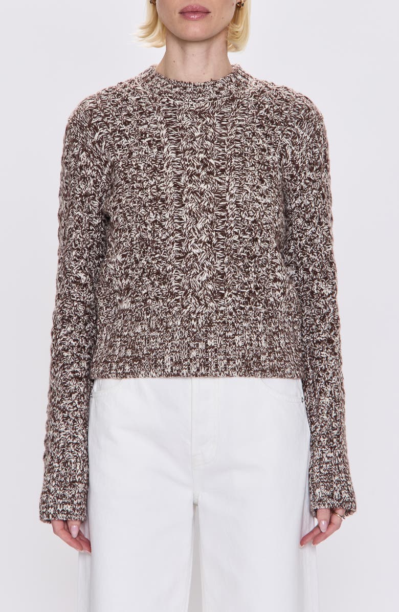 Pistola Quinn Mixed Stitch Cotton Blend Sweater, Main, color, Chocolate Marl