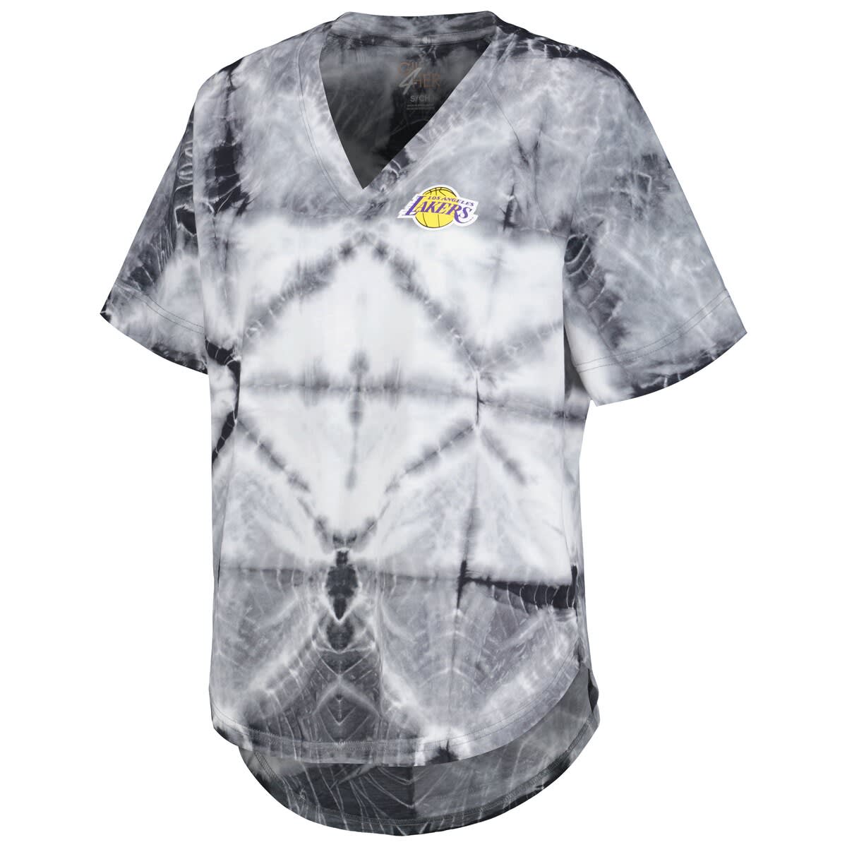 Women's G-III 4Her by Carl Banks Black Los Angeles Lakers Tournament Raglan Oversized Tie-Dye V-Neck T-Shirt - image 2