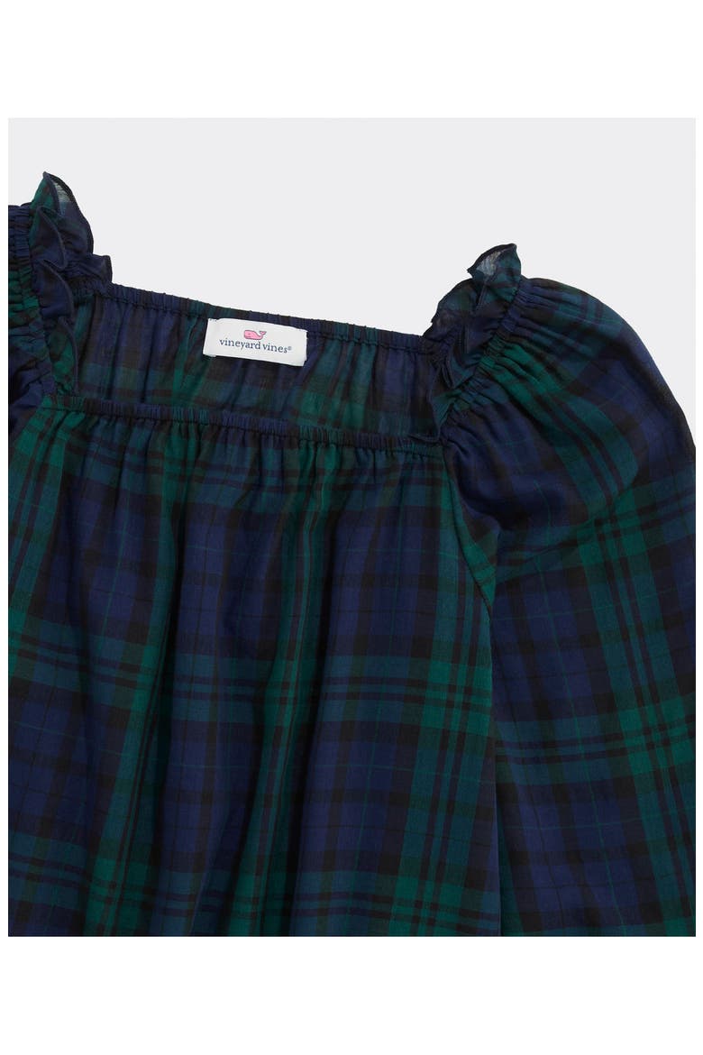 Kids' Serena Plaid Square Neck Top, Alternate, color, JET BLACK BLACKWATCH