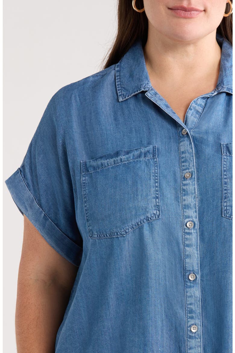 Ida Button Front Lyocell Shirt, Alternate, color, MEDIUM WASH