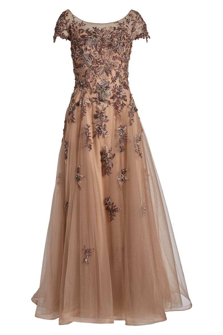 Gorgeous Beaded and Tulle A-line Gown, Alternate, color, COCOA