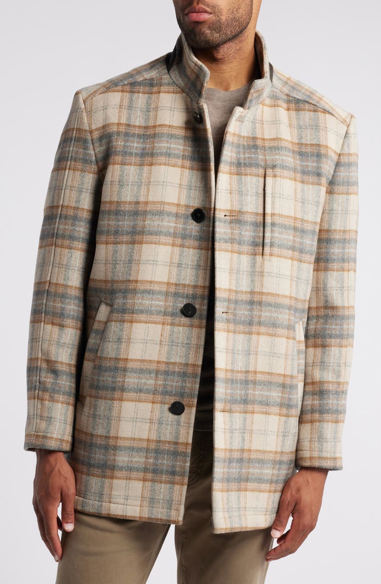 Johnston & Murphy Upton Plaid Car Coat with Removable Bib, Alternate, color, 