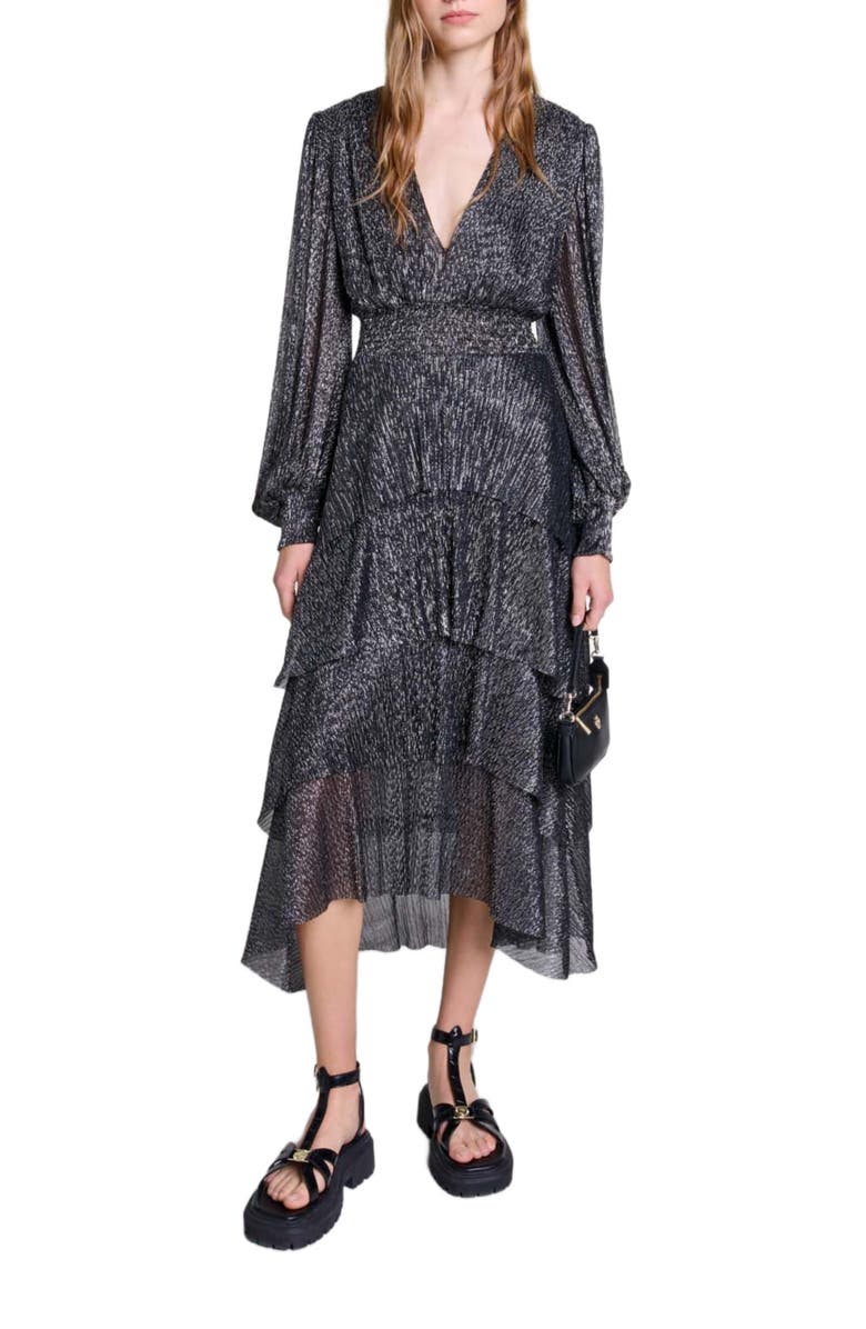 maje Ruffled dress, Main, color, 