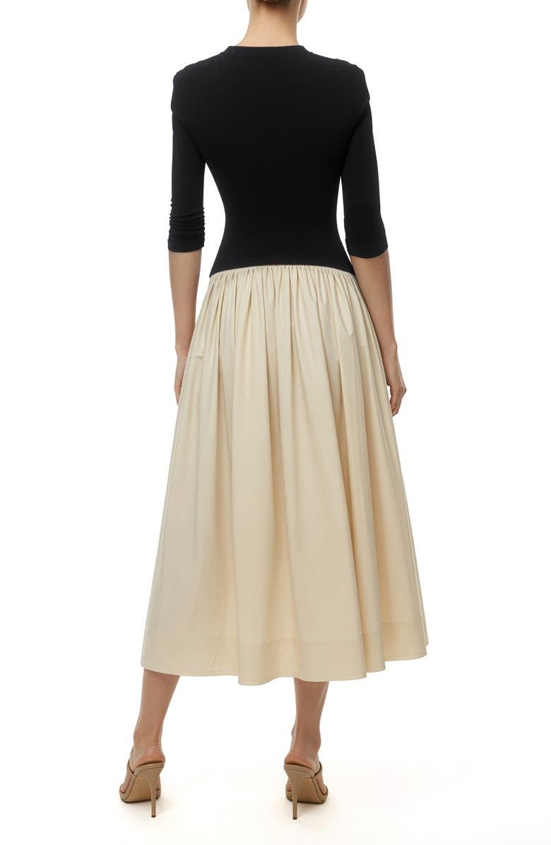 Mila Mae Mixed Media Midi Dress, Alternate, color, Black Cream