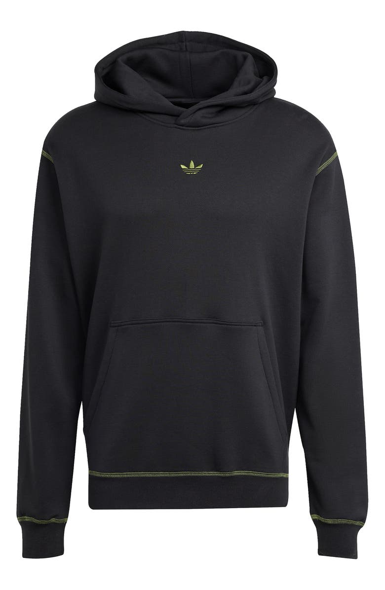 adidas Logo Graphic Cotton Fleece Pullover Hoodie, Alternate, color, Black