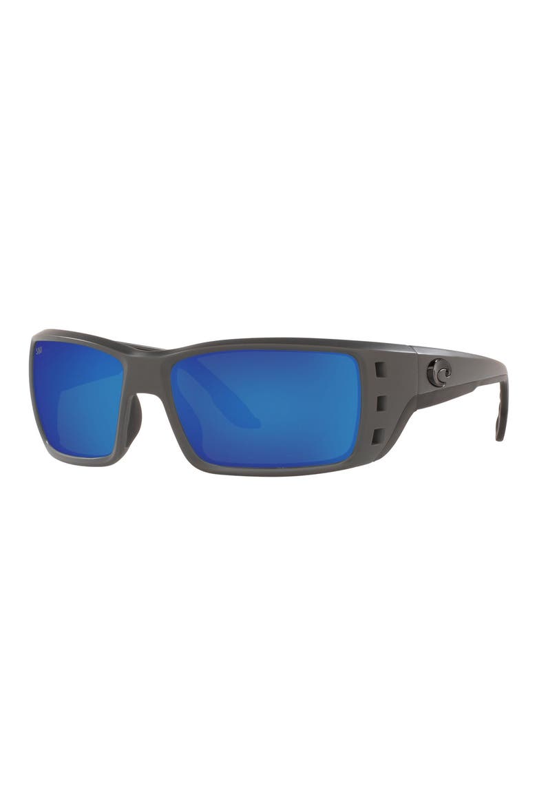 63mm Oversize Polarized Rectangular Sunglasses, Alternate, color, CRYSTAL GREY