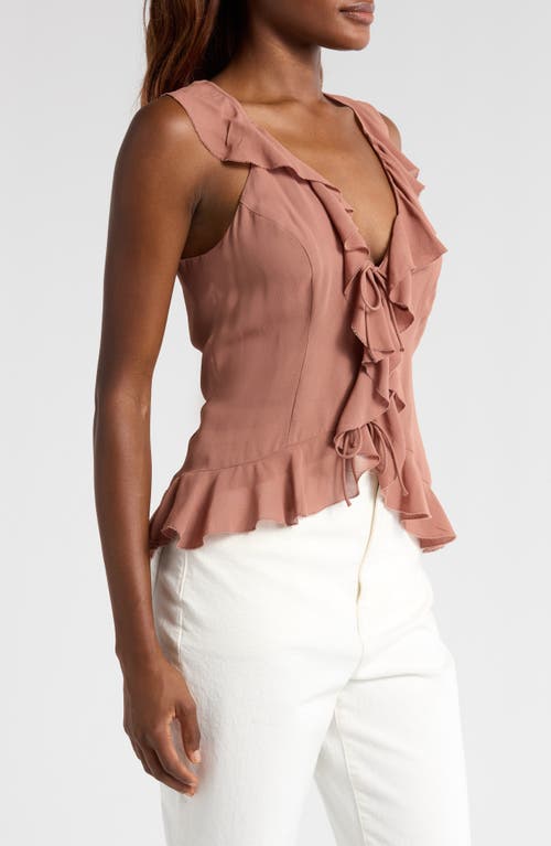 Reformation Paulette Ruffle Tie Front Tank In Orange