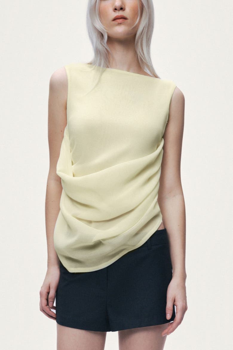 Draped Sleeveless Blouse, Alternate, color, Yellow